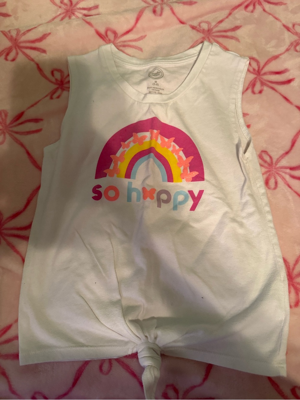 wonder nation White Rainbow 'So Happy' Tank with Front Tie
